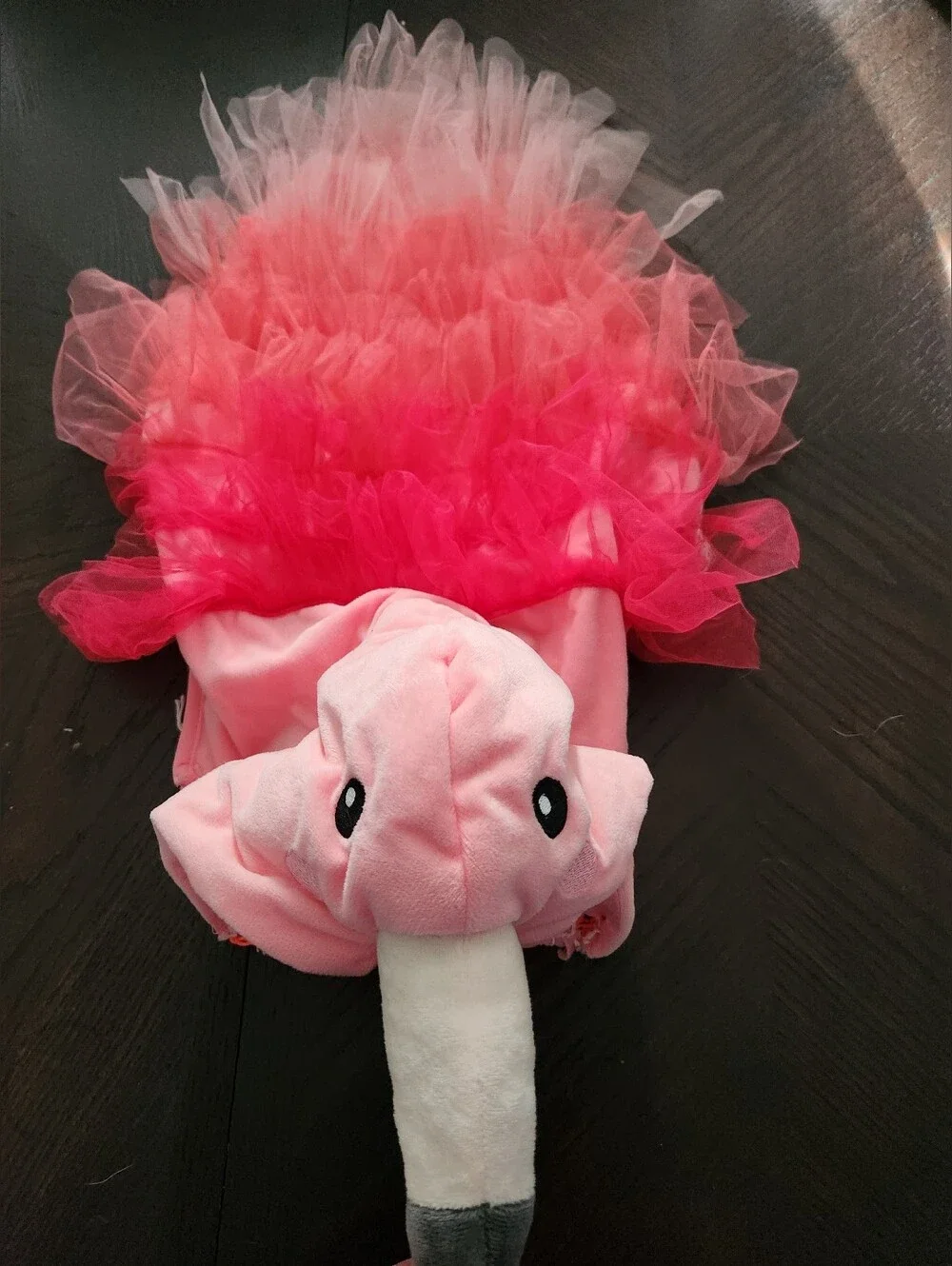 Pink Flamingo Plush Dog Costume With Tulle Tail